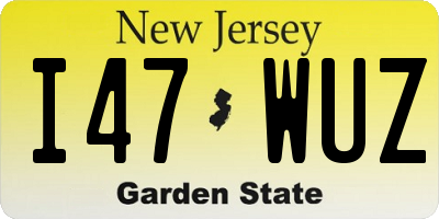 NJ license plate I47WUZ