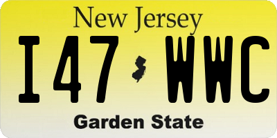 NJ license plate I47WWC