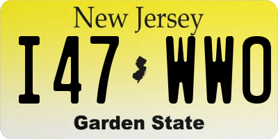 NJ license plate I47WWO