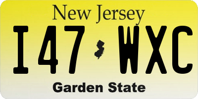 NJ license plate I47WXC