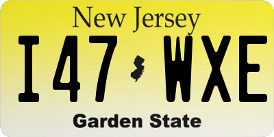 NJ license plate I47WXE