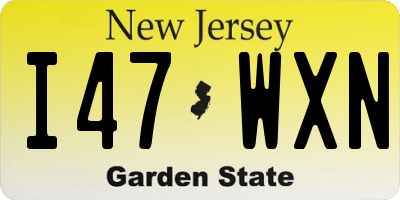 NJ license plate I47WXN