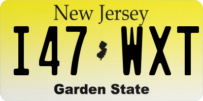 NJ license plate I47WXT