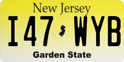 NJ license plate I47WYB
