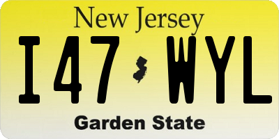 NJ license plate I47WYL