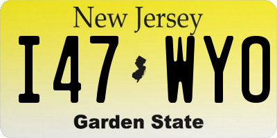 NJ license plate I47WYO