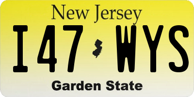 NJ license plate I47WYS