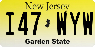 NJ license plate I47WYW
