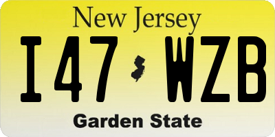 NJ license plate I47WZB