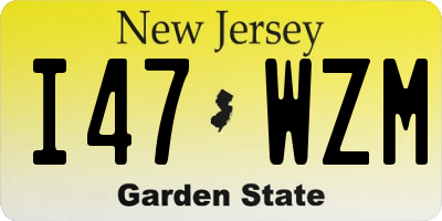 NJ license plate I47WZM