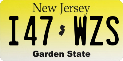 NJ license plate I47WZS