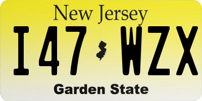 NJ license plate I47WZX