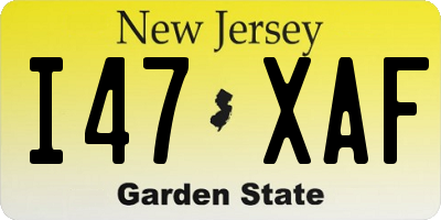 NJ license plate I47XAF