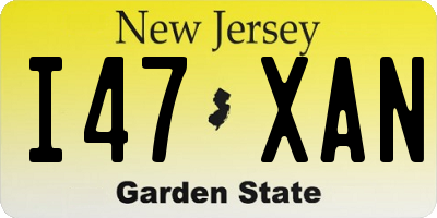 NJ license plate I47XAN