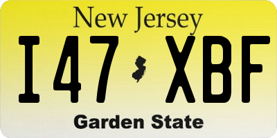 NJ license plate I47XBF