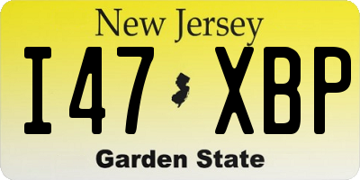 NJ license plate I47XBP