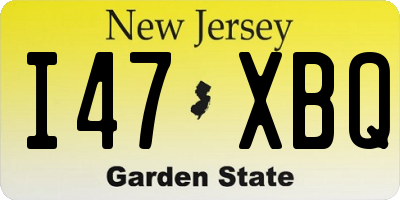 NJ license plate I47XBQ