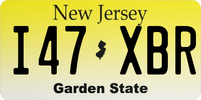 NJ license plate I47XBR