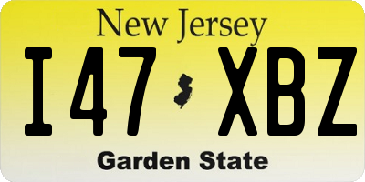NJ license plate I47XBZ