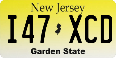 NJ license plate I47XCD