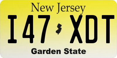 NJ license plate I47XDT