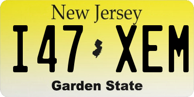 NJ license plate I47XEM