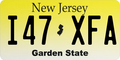 NJ license plate I47XFA