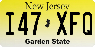 NJ license plate I47XFQ