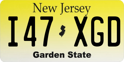 NJ license plate I47XGD