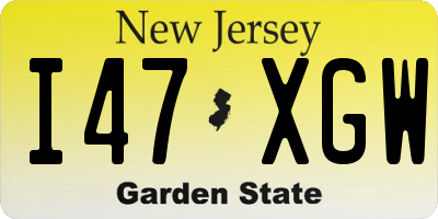 NJ license plate I47XGW