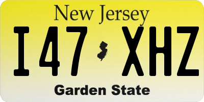 NJ license plate I47XHZ