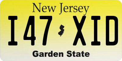 NJ license plate I47XID