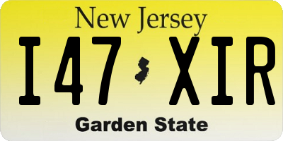 NJ license plate I47XIR