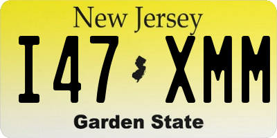 NJ license plate I47XMM