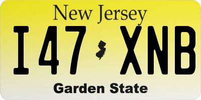 NJ license plate I47XNB