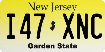 NJ license plate I47XNC