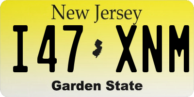 NJ license plate I47XNM