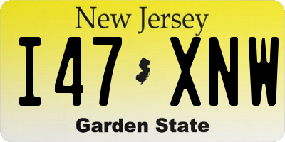 NJ license plate I47XNW
