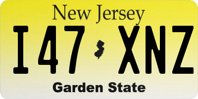 NJ license plate I47XNZ