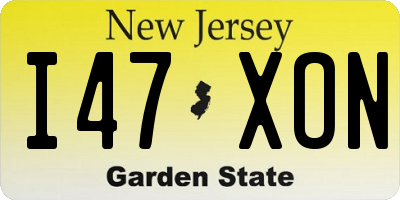 NJ license plate I47XON