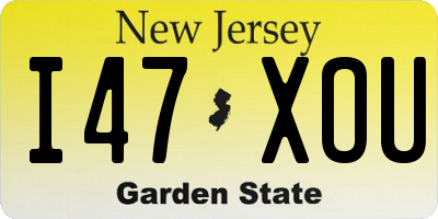 NJ license plate I47XOU