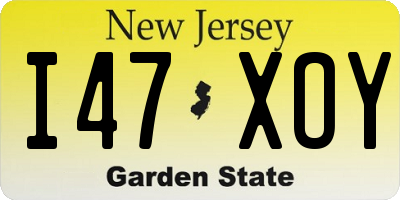 NJ license plate I47XOY