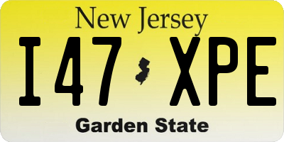 NJ license plate I47XPE