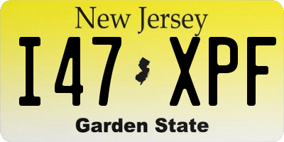 NJ license plate I47XPF