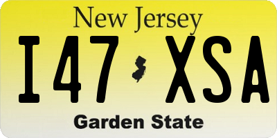 NJ license plate I47XSA