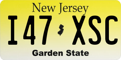 NJ license plate I47XSC