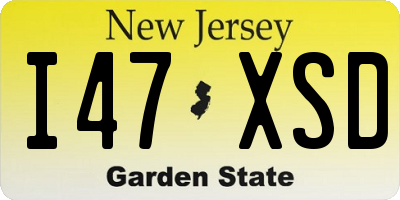 NJ license plate I47XSD