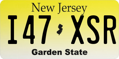 NJ license plate I47XSR