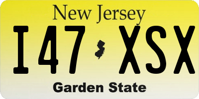 NJ license plate I47XSX