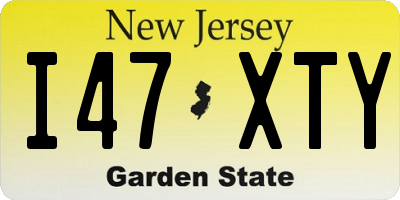 NJ license plate I47XTY